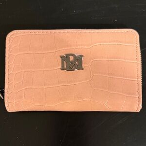 Badgley Mischka Blush Croc-Embossed Zip Wallet NWT